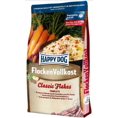 Happy Dog (Геппі Дог) Flocken Vollkost Сухий корм (бавовна) для собак і цуценят із злаків, трав і овочів 10 кг