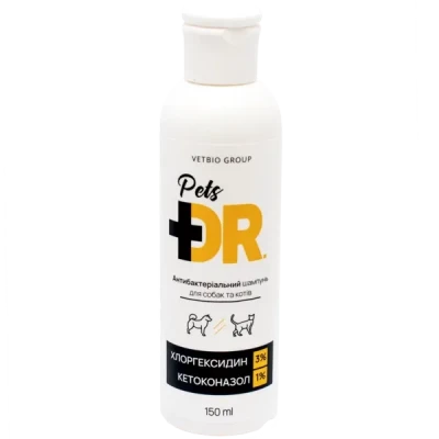 Шампунь для собак і кішок Dr.Pets, з хлоргексидином і кетоконазолом, антибактеріальний, 150 мл