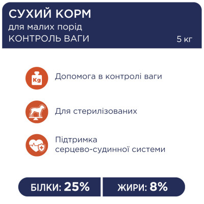 Сухой корм Клуб 4 Лапы Premium Light контроль веса для собак малых пород 5 кг