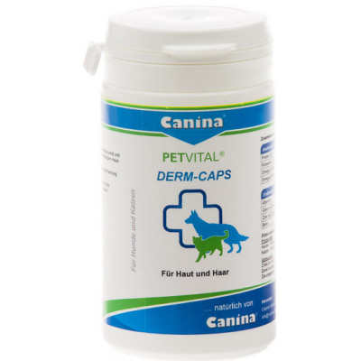 Canina «Petvital Derm-Caps» Капсули для проблемної шкіри та шерсті для собак 40 г 100 капсул