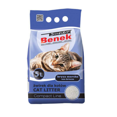 Super Benek (Супер Бенек) — Бентонітовий наповнювач для котячого туалету з ароматом морської свіжості 5 л