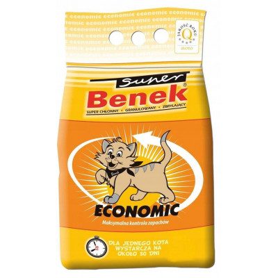 Super Benek (Супер Бінек) Бентонітовий наповнювач Економний для котячого туалету без аромату 5 л