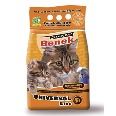 Super Benek (Супер Бінек) Бентонітовий наповнювач Універсальний для котячого туалету без аромату 5 л