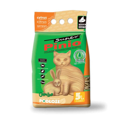 Super Pinio (Супер Пініо) Універсальний деревний наповнювач для тварин і птахів з ароматом цитрусів 5 л