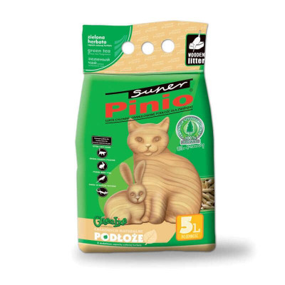 Super Pinio (Супер Пініо) Універсальний деревний наповнювач для тварин і птахів з ароматом зеленого чаю 5 л
