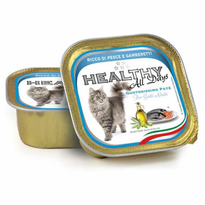 Вологий корм Healthy (Гелсі) All days — для котів з рибою і креветками (паштет) 100 г