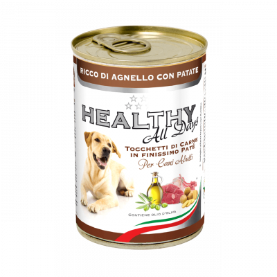 Вологий корм Healthy (Хелсі) alldays dog для собак, з ягням і картоплею (паштет зі шматочками) 400 г