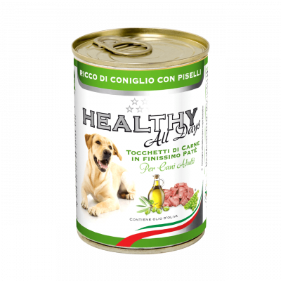 Вологий корм Healthy (Гелсі) alldays dog для собак, з кроликом і горохом (паштет зі шматочками) 400 г