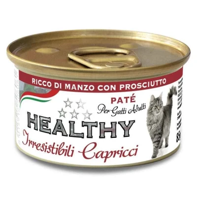 Вологий корм Healthy (Хелсі) Irresistibili Capricci для вибагливих кішок, з яловичиною (паштет) 85 г