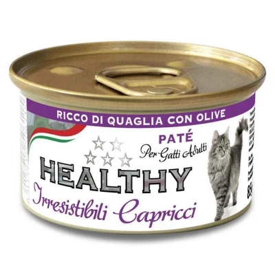 Вологий корм Healthy (Хелесі) Irresistibili Capricci для вибагливих кішок, з перепілом (паштет) 85 г