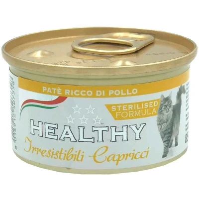 Вологий корм Healthy (Гелсі) Irresistibili Capri для вибагливих стерилізованих кішок, з куркою (паштет) 85 гр