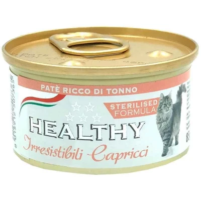 Вологий корм Healthy (Гелсі) Irresistibili Capri для вибагливих стерилізованих кішок, з тунцем (паштет) 85 гр