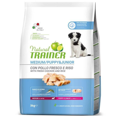 Trainer (Трейнер) Natural Puppy & Junior Medium Сухий корм для цуценят середніх порід з куркою й індичкою 650 г