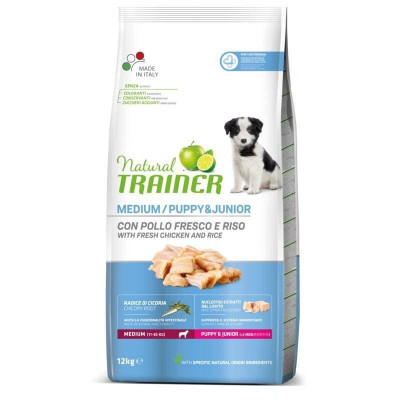 Trainer (Трейнер) Natural Puppy & Junior Medium Сухий корм для цуценят середніх порід із куркою й індичкою 12 кг