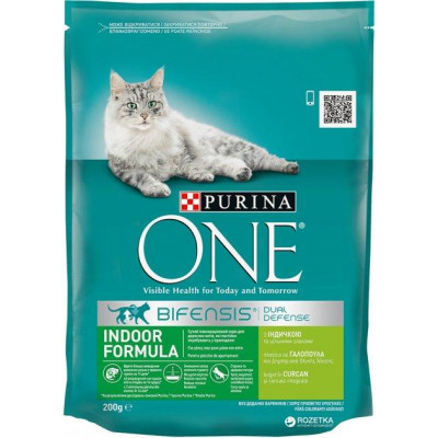 Сухий корм для домашніх кішок Purina One Indoor Formula Cat Turkey 200 г