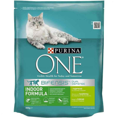 Сухий корм для домашніх кішок Purina One Indoor Formula Cat Turkey 800 г