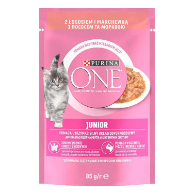 Вологий корм для кошенят Purina One JUNIOR Cat з лососем і морквою 85 г*24 шт.
