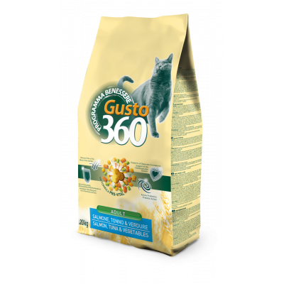 Сухий корм Gusto 360 для кішок, з лососем, тунцем і овочами 20 кг