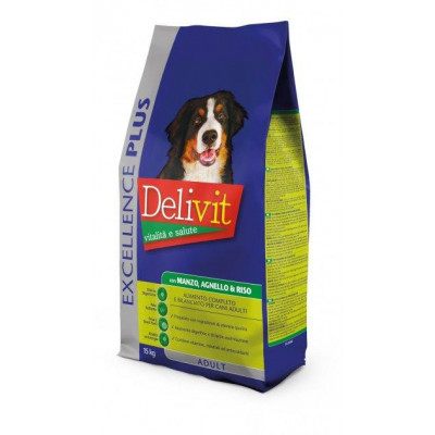 Сухий корм Delivit Excellence для собак, з яловичиною, ягням та рисом 15 кг