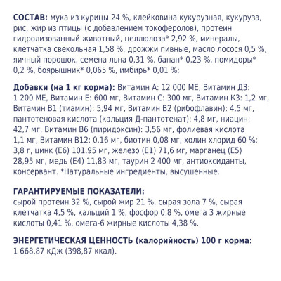 Сухий корм Клуб 4 лапи Premium Hairball Control (виведення шерсті) для дорослих кішок 300 г