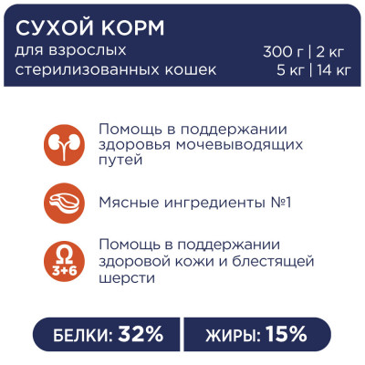 Сухий корм Клуб 4 лапи Premium для стерилізованих кішок 300 г