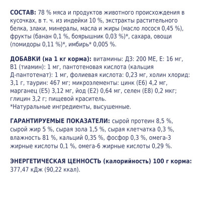 Вологий корм Клуб 4 лапи для кішок з індичкою в желе 24 шт*100 г